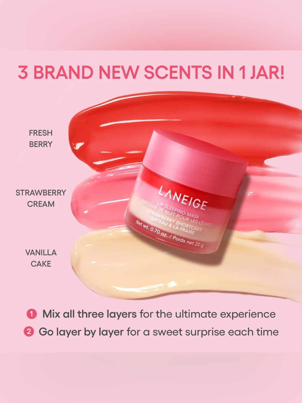 LANEIGE Lip Sleeping Mask - Strawberry Shortcake Edition - BRAND New NO Box! - Picture 2 of 4
